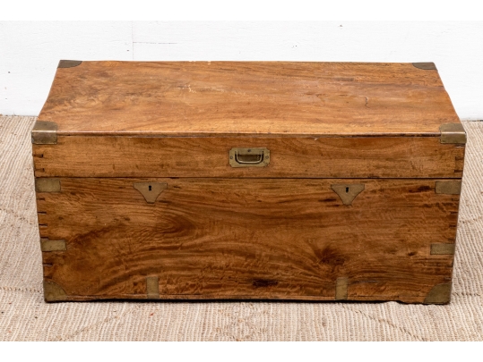 Antique Mahogany And Brass Trunk