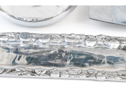 Group Of Four Cast Aluminum Serving Platters And Bowls