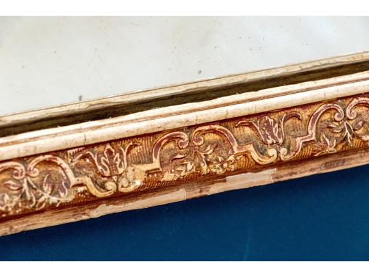 Antique Carved Wood And Gesso Gilt Mirror