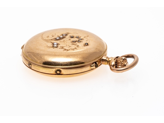 14K Small Vintage Floral Pocketwatch