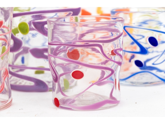Collection Of Fourteen Peàn Doubulyu Wackie Dot Glass Tumblers