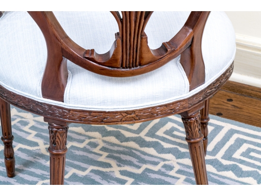 Exceptionally Carved Hepplewhite Style Open Armchair