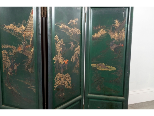 3ft Hand-Painted Chinese Four-Panel Folding Screen