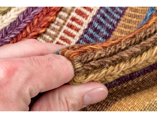 Hand Woven Wool Carpet, Striped Pattern, 7'-5