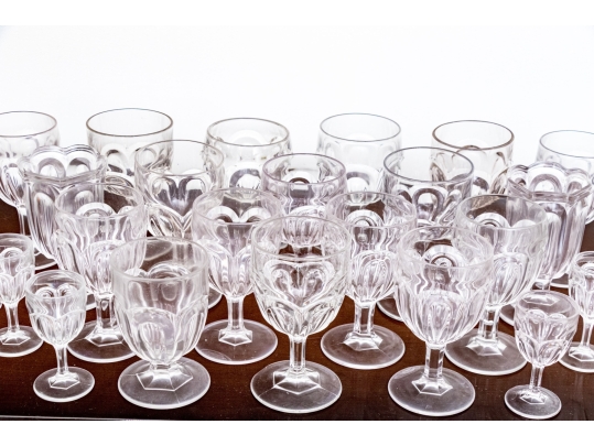 Assembled Twenty-Six Piece Flint Style Glass Goblets