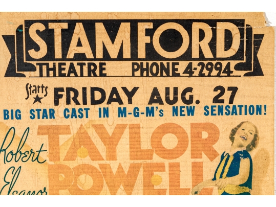 Collection Of Seven 1930's Stamford Theatre Movie Posters And  A 1953 Movie Poster