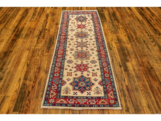 Hand-Knotted Caucasian Wool Carpet Runner, 2'6