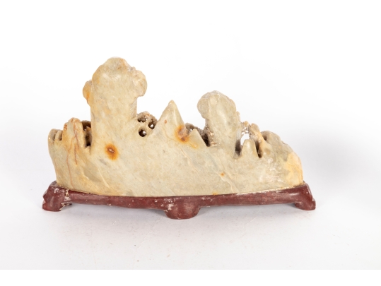 Chinese Carved Soapstone Landscape Display