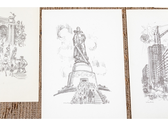 Vintage 1973-74 DDR Portfolio Of Prints Along With A Collection Of Other Prints