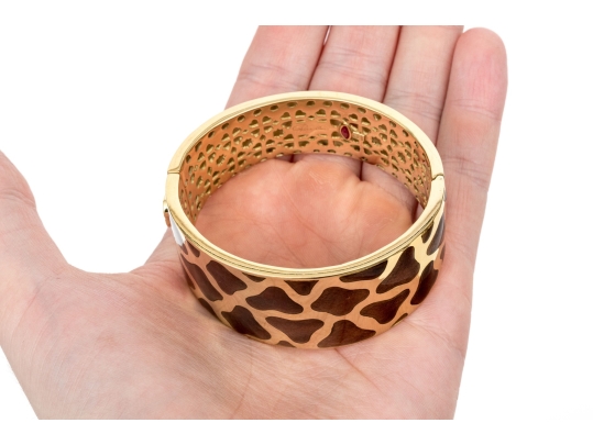 Roberto Coin 18k Yellow Gold Magnificent Ultra Wide Giraffe Patterned Bangle Bracelet