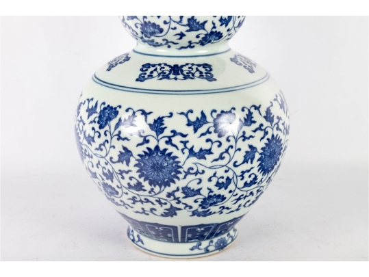 Chinese Import Blue And White Porcelain Double Gourd Vase