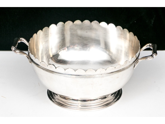 George III Style Antique English Quality Twin Handled Silver Plated Cooler Bowl