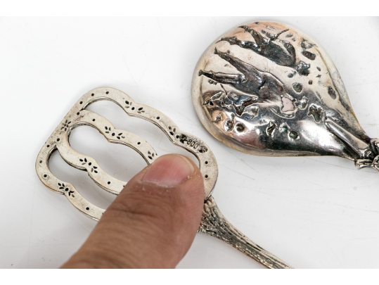 Assembled Collection Of 800 And Silver Plated Serving Pieces, 4.43 Ozt.