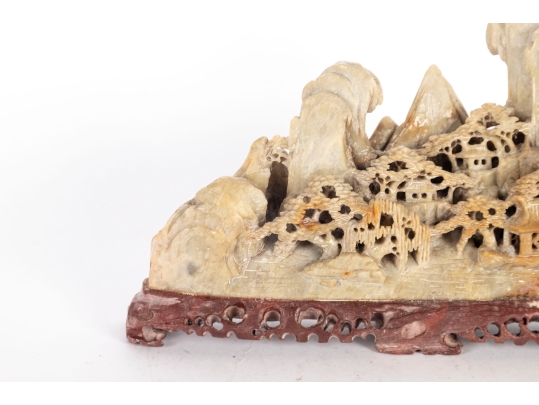 Chinese Carved Soapstone Landscape Display