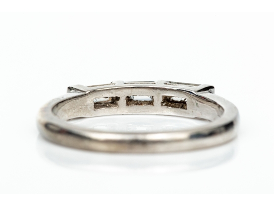 Platinum Three Stone Baguette Band Ring App. 0.28 TCW, Size 4.25+
