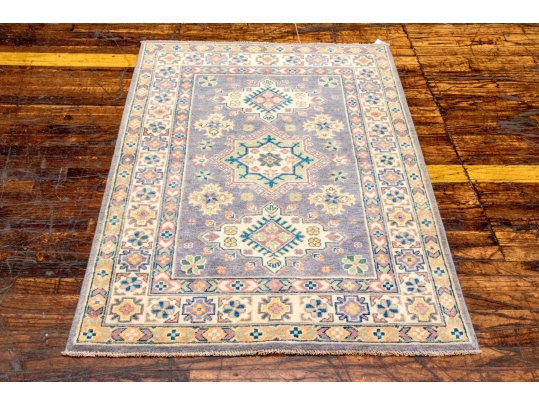 Hand Knotted Wool Pakistan Kazak Room Accent Carpet, 3'-3