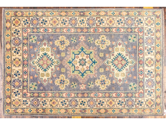 Hand Knotted Wool Pakistan Kazak Room Accent Carpet, 3'-3