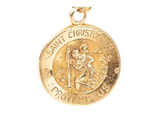 14k Yellow Gold Classic St. Christopher Motif Medal