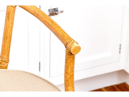 Vintage McGuire Bamboo And Rattan Armchair With Woven Leather Cushion