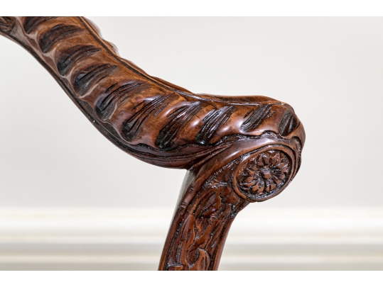 Exceptionally Carved Hepplewhite Style Open Armchair