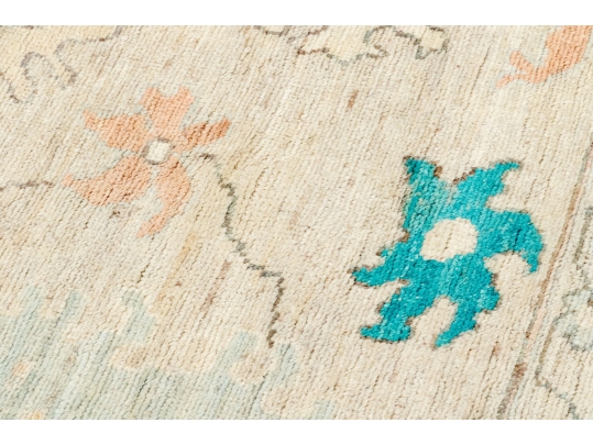 Hand Knotted Afgan Oushak Wool Room Size Carpet - 9' 1