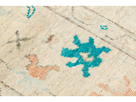 Hand Knotted Afgan Oushak Wool Room Size Carpet - 9' 1