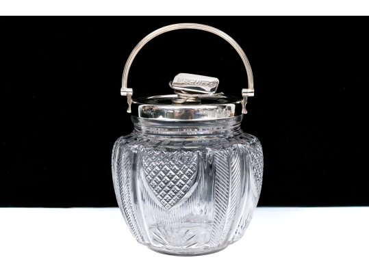 Antique Cut Glass And Silverplate Biscuit Jar