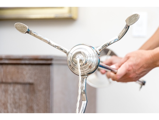 Elegant Chrome Finished Adjustable Floor Lamp With Chrome Shade