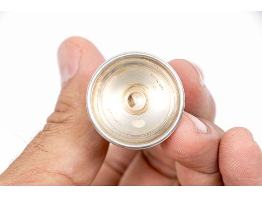 Set Of Eight Vintage Cartier Sterling Silver Liquer Cups, Cased    5.850 Troy Ozs. 