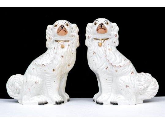 Pair Of English Staffordshire Ceramic Spaniels