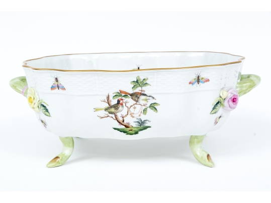 Herend Hungary Hand-Painted Porcelain Centerpiece Bowl, Rothschild Bird (RO) Pattern