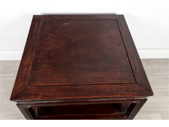 Mid-20th Century Chinese Hardwood Side Table With Shelf
