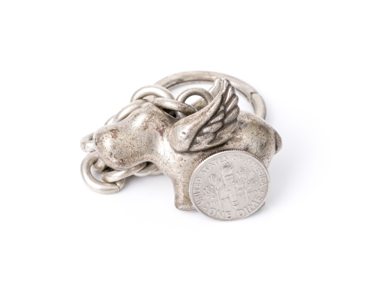 Kieselstein-Cord Sterling Silver Fun Flying Cow Key Chain