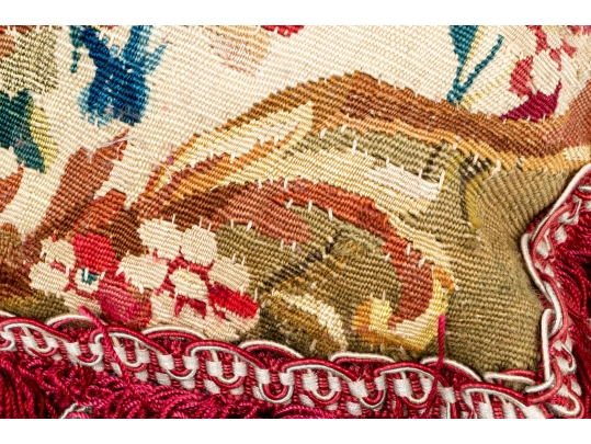 Antique French Aubusson Accent Pillow