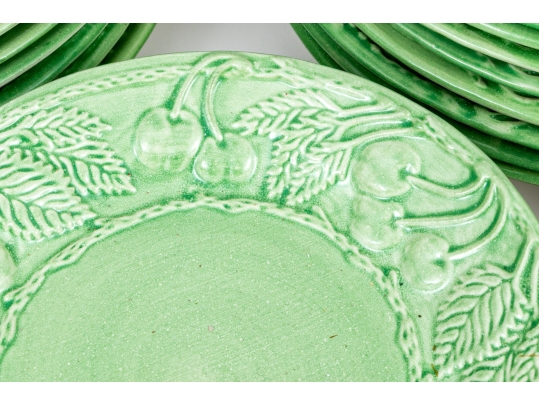 Fioriware Green Foliate Moulded Ceramic Plates