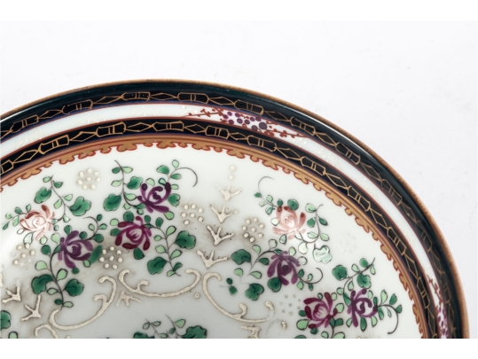 Hand-Painted Chinese Export Porcelain Bowl With Floral And Gilt Decoration
