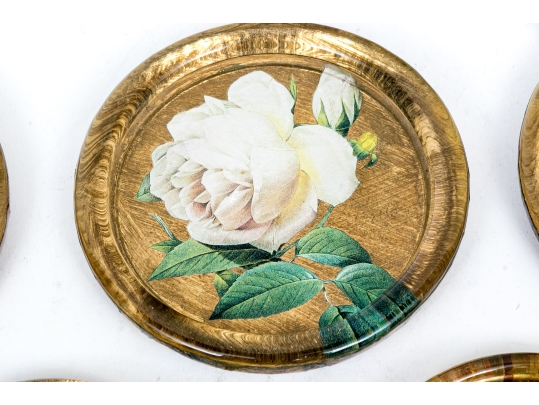 Collection Of Five Decoupage Glass Bottle Coasters