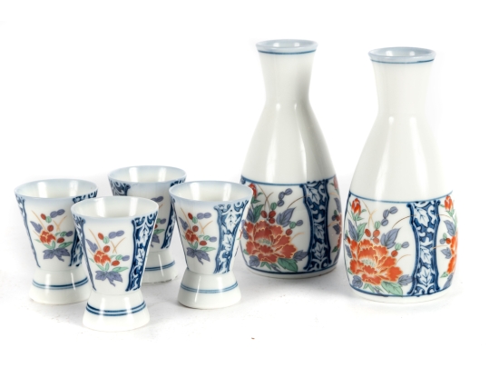 Japanese Imari-Style Porcelain Sake Set