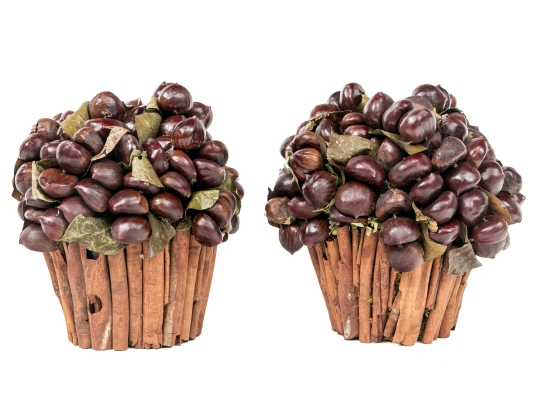 Pair Of Preserve Chestnut Topiaries