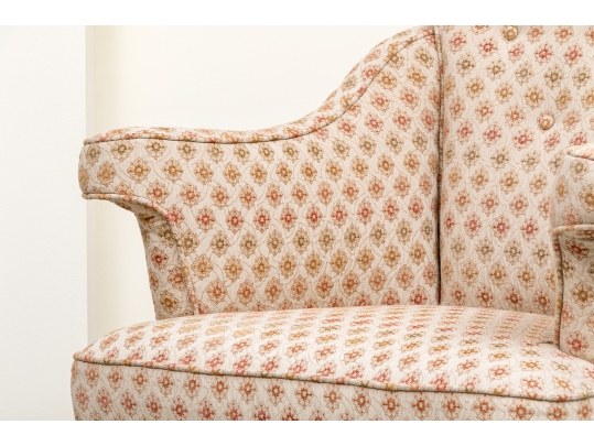 Upholstered Tub Back Armchair With Faux Bamboo Frame