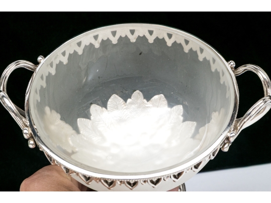 Silverplate And Glass Lidded Serving Bowl