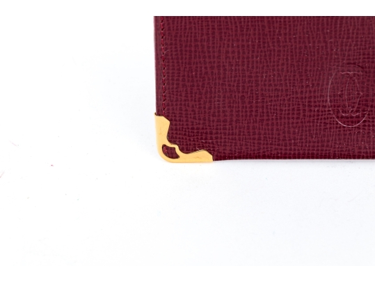 Cartier Burgundy Leather Single Card Holder, Must De Cartier