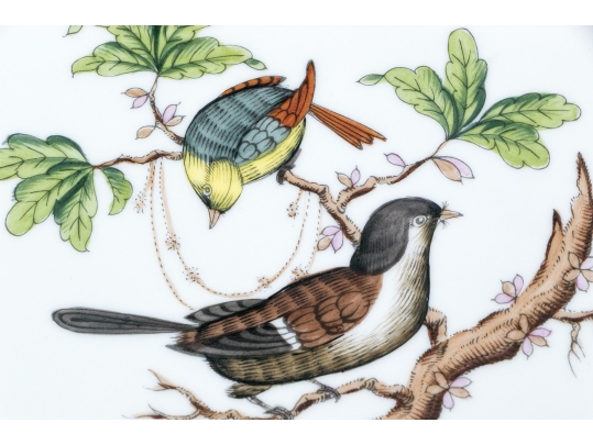 Herend Hand-Painted Porcelain Twin-Handled Square Serving Dish – Rothschild Bird (RO) Pattern