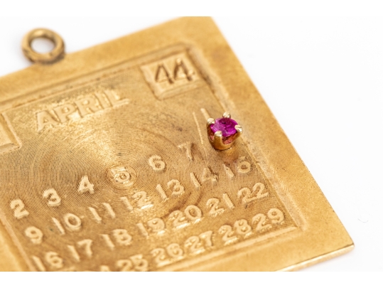 14k Yellow Gold Chunky Vintage April 8th, 1944 Calendar Charm