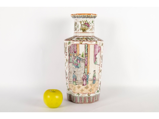 Chinese Famille Rose Porcelain Vase With Qianlong Mark