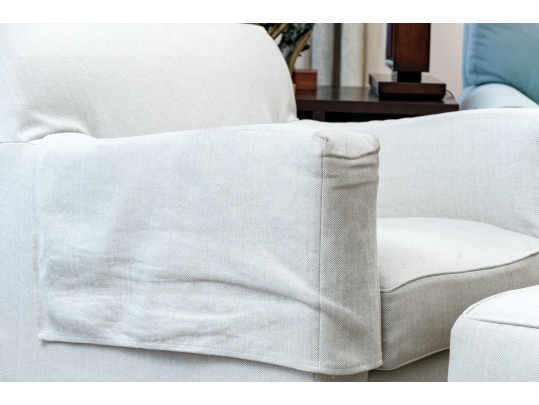 Custom Upholstered Club Chair With Ottoman