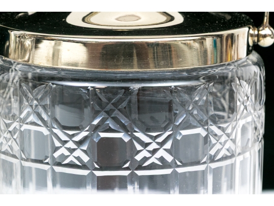 Three Antique Cut Glass And Silverplate Biscuit Jars 