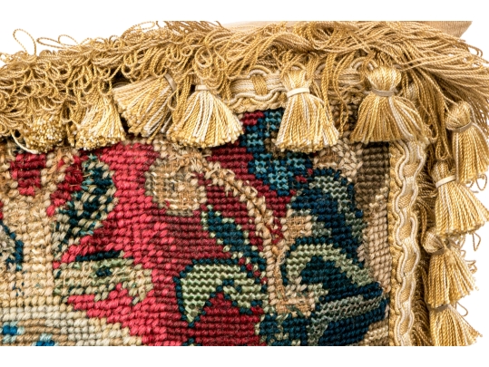 Two Accent Pillows, Including An 18th C. Tapestry Fragment Embroidered Onto A Later Needlepoint Pillow