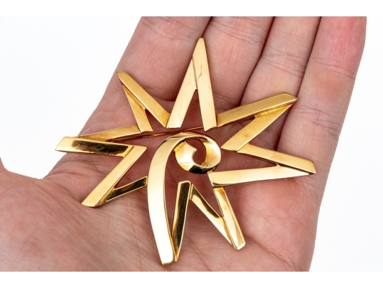 Tiffany & Co. 18k Yellow Gold Paloma PIcasso Impactful Jumbo Graffiti Celestial Star Brooch