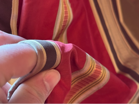 Pair Of Quality Striped Curtains With Affixed Room Darkening Shades